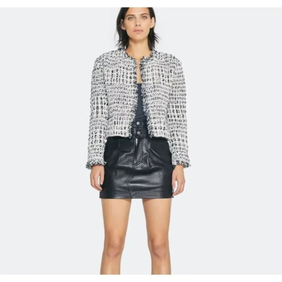 IRO NWT Mopiua Fringe Tweed Jacket Size 36 Open Front Slightly Cropped Fringe - Picture 1 of 11